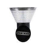 GLOBOSTAR® VEGGIE 90530 Μοντέρνο Φωτιστικό Τοίχου - Απλίκα LED 10W 330lm 120° με Ενσωματωμένο Φωτοβολταϊκό Panel 6V 2W & Επαναφορτιζόμενη Μπαταρία Li-ion 3.2V 1800mAh με Αισθητήρα Ημέρας-Νύχτας Αδιάβροχο IP65 Ψυχρό Λευκό 6000K - Μαύρο- Μ23 x Π30 x Υ25cm -