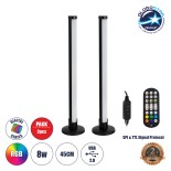 GloboStar® DIGICOLUMN 90760 Επιτραπέζιο Φωτιστικό Πορτατίφ LED 16W 1280lm 180° DC 5V IP20 RGB Dimmable Μαύρο Πλαστικό - Μ3 x Π3 x Υ45cm - ΣΕΤ 2 Τεμαχίων - 2 Χρόνια Εγγύηση