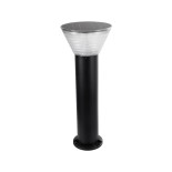 GLOBOSTAR® VEGGIE 90525 Φωτιστικό Κολωνάκι Κήπου LED 10W 500lm 120° με Ενσωματωμένο Φωτοβολταϊκό Panel 6V 2W & Επαναφορτιζόμενη Μπαταρία Li-ion 3.2V 1800mAh με Αισθητήρα Ημέρας-Νύχτας Αδιάβροχο IP65 Ψυχρό Λευκό 6000K - Sanan SMD Chip - Μαύρο- Μ23 x Π23 x 