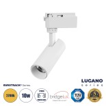 GloboStar® LUGANO 60802 Μονοφασικό Φωτιστικό Σποτ Ράγας LED 10W 1200lm 36° Acrylic HQ LENS AC 220-240V IP20 Φ4.5 x Υ19cm Θερμό Λευκό 2700K -  EUROTRACK® System 1L+1N - Λευκό - Bridgelux Chip - TÜV Certified Driver - 5 Χρόνια Εγγύηση