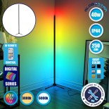 Μοντέρνο Minimal Επιδαπέδιο Μαύρο Φωτιστικό 250cm LED 40 Watt με Ασύρματο Χειριστήριο 2.4G RF & Dimmer RGBW+WW Πολύχρωμο Digital Magic Dot Pixel GloboStar ALIEN Design GLOBO-250-11