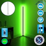 Μοντέρνο Minimal Επιδαπέδιο Μαύρο Φωτιστικό 250cm LED 40 Watt με Ασύρματο Χειριστήριο RF & Dimmer Πράσινο GloboStar ALIEN Design GLOBO-250-5