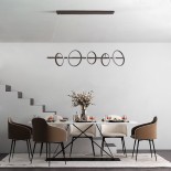 GloboStar® CIRCOLARE 61321 Κρεμαστό Φωτιστικό Οροφής Design LED CCT 75W 8400lm 360° AC 220-240V - Εναλλαγή Φωτισμού μέσω Τηλεχειριστηρίου All In One Ψυχρό 6000k+Φυσικό 4500k+Θερμό 2700k Dimmable Μ120 x Π25 x Υ25cm - Καφέ - 3 Χρόνια Εγγύηση
