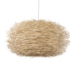 GloboStar® MINORCA 01786 Boho Κρεμαστό Φωτιστικό Πλέγμα Μονόφωτο 1 x E27 IP20 Μπεζ Ξύλο - Μ100 x Π100 x Υ45cm