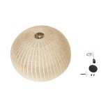 GloboStar® RAITO 01826 Boho Κρεμαστό Φωτιστικό Καμπάνα Μονόφωτο 1 x E27 IP20 Μπεζ Ξύλο - Μ100 x Π100 x Υ63cm