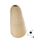 GloboStar® MAHANA 01827 Boho Κρεμαστό Φωτιστικό Καμπάνα Μονόφωτο 1 x E27 IP20 Μπεζ Ξύλο - Μ80 x Π80 x Υ130cm