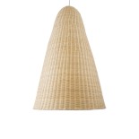 GloboStar® MAHANA 01827 Boho Κρεμαστό Φωτιστικό Καμπάνα Μονόφωτο 1 x E27 IP20 Μπεζ Ξύλο - Μ80 x Π80 x Υ130cm