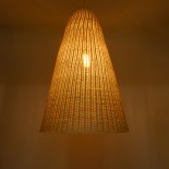 GloboStar® MAHANA 01827 Boho Κρεμαστό Φωτιστικό Καμπάνα Μονόφωτο 1 x E27 IP20 Μπεζ Ξύλο - Μ80 x Π80 x Υ130cm