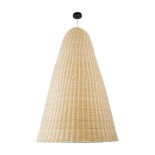 GloboStar® MAHANA 01827 Boho Κρεμαστό Φωτιστικό Καμπάνα Μονόφωτο 1 x E27 IP20 Μπεζ Ξύλο - Μ80 x Π80 x Υ130cm