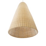 GloboStar® MAHANA 01827 Boho Κρεμαστό Φωτιστικό Καμπάνα Μονόφωτο 1 x E27 IP20 Μπεζ Ξύλο - Μ80 x Π80 x Υ130cm