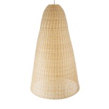 GloboStar® MAHANA 01827 Boho Κρεμαστό Φωτιστικό Καμπάνα Μονόφωτο 1 x E27 IP20 Μπεζ Ξύλο - Μ80 x Π80 x Υ130cm