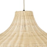GloboStar® AFURU 01828 Boho Κρεμαστό Φωτιστικό Καμπάνα Μονόφωτο 1 x E27 IP20 Μπεζ Ξύλο - Μ60 x Π60 x Υ40cm