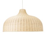 GloboStar® AFURU 01829 Boho Κρεμαστό Φωτιστικό Καμπάνα Μονόφωτο 1 x E27 IP20 Μπεζ Ξύλο - Μ100 x Π100 x Υ60cm