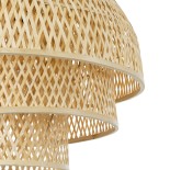 GloboStar® HIROKA 01836 Boho Κρεμαστό Φωτιστικό Καμπάνα Μονόφωτο 1 x E27 IP20 Μπεζ Ξύλο - Μ60 x Π60 x Υ50cm