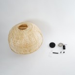 GloboStar® HIROKA 01836 Boho Κρεμαστό Φωτιστικό Καμπάνα Μονόφωτο 1 x E27 IP20 Μπεζ Ξύλο - Μ60 x Π60 x Υ50cm