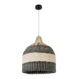 GLOBOSTAR® BARBADOS 01944 Boho Κρεμαστό Φωτιστικό Οροφής με Ντουί 1 x E27 AC 220-240V IP20 - Μπεζ & Λαδί - Μ40 x Π40 x Υ45cm
