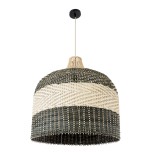 GloboStar® BARBADOS 01945 Boho Κρεμαστό Φωτιστικό Καμπάνα Μονόφωτο 1 x E27 IP20 Μπεζ & Λαδί Ξύλο - Μ60 x Π60 x Υ60cm