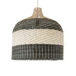GloboStar® BARBADOS 01945 Boho Κρεμαστό Φωτιστικό Καμπάνα Μονόφωτο 1 x E27 IP20 Μπεζ & Λαδί Ξύλο - Μ60 x Π60 x Υ60cm