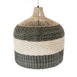GloboStar® BARBADOS 01945 Boho Κρεμαστό Φωτιστικό Καμπάνα Μονόφωτο 1 x E27 IP20 Μπεζ & Λαδί Ξύλο - Μ60 x Π60 x Υ60cm