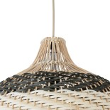 GloboStar® BARBADOS 01946 Boho Κρεμαστό Φωτιστικό Καμπάνα Μονόφωτο 1 x E27 IP20 Μπεζ & Λαδί Ξύλο - Μ40 x Π40 x Υ34cm