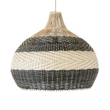 GloboStar® BARBADOS 01947 Boho Κρεμαστό Φωτιστικό Καμπάνα Μονόφωτο 1 x E27 IP20 Μπεζ & Λαδί Ξύλο - Μ60 x Π60 x Υ60cm