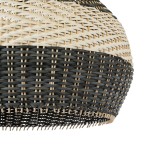 GloboStar® BARBADOS 01947 Boho Κρεμαστό Φωτιστικό Καμπάνα Μονόφωτο 1 x E27 IP20 Μπεζ & Λαδί Ξύλο - Μ60 x Π60 x Υ60cm