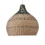 GloboStar® SEYCHELLES 01949 Boho Κρεμαστό Φωτιστικό Καμπάνα Μονόφωτο 1 x E27 IP20 Μπεζ, Καφέ & Λαδί Ξύλο - Μ60 x Π60 x Υ60cm