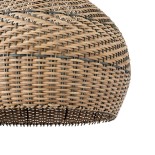 GloboStar® SEYCHELLES 01949 Boho Κρεμαστό Φωτιστικό Καμπάνα Μονόφωτο 1 x E27 IP20 Μπεζ, Καφέ & Λαδί Ξύλο - Μ60 x Π60 x Υ60cm