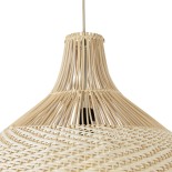 GloboStar® SANTACRUZ 01951 Boho Κρεμαστό Φωτιστικό Καμπάνα Μονόφωτο 1 x E27 IP20 Μπεζ & Καφέ Ξύλο - Μ60 x Π60 x Υ60cm