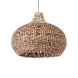 GLOBOSTAR® PANAMA 01952 Boho Κρεμαστό Φωτιστικό Οροφής με Ντουί 1 x E27 AC 220-240V IP20 - Μπεζ & Καφέ - Μ40 x Π40 x Υ34cm