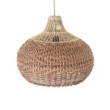 GLOBOSTAR® PANAMA 01952 Boho Κρεμαστό Φωτιστικό Οροφής με Ντουί 1 x E27 AC 220-240V IP20 - Μπεζ & Καφέ - Μ40 x Π40 x Υ34cm