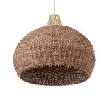 GloboStar® PANAMA 01953 Boho Κρεμαστό Φωτιστικό Καμπάνα Μονόφωτο 1 x E27 IP20 Καφέ & Μπεζ Ξύλο - Μ60 x Π60 x Υ60cm