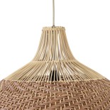 GloboStar® PANAMA 01953 Boho Κρεμαστό Φωτιστικό Καμπάνα Μονόφωτο 1 x E27 IP20 Καφέ & Μπεζ Ξύλο - Μ60 x Π60 x Υ60cm