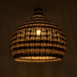 GloboStar® JAMAICA 01955 Boho Κρεμαστό Φωτιστικό Καμπάνα Μονόφωτο 1 x E27 IP20 Μπεζ & Λαδί Ξύλο - Μ60 x Π60 x Υ60cm