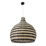 GloboStar® JAMAICA 01955 Boho Κρεμαστό Φωτιστικό Καμπάνα Μονόφωτο 1 x E27 IP20 Μπεζ & Λαδί Ξύλο - Μ60 x Π60 x Υ60cm