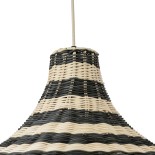 GloboStar® JAMAICA 01955 Boho Κρεμαστό Φωτιστικό Καμπάνα Μονόφωτο 1 x E27 IP20 Μπεζ & Λαδί Ξύλο - Μ60 x Π60 x Υ60cm