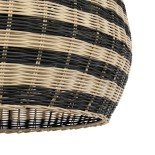 GloboStar® JAMAICA 01955 Boho Κρεμαστό Φωτιστικό Καμπάνα Μονόφωτο 1 x E27 IP20 Μπεζ & Λαδί Ξύλο - Μ60 x Π60 x Υ60cm