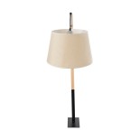 GloboStar® KELSIE 02030 Μοντέρνο Επιδαπέδιο Φωτιστικό Μονόφωτο 1 x E27 IP20 Μαύρο Μέταλλο, Μπεζ Ύφασμα με Μπεζ Ξύλο - Μ40 x Π125 x Υ140cm