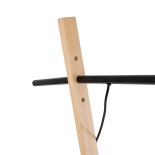GloboStar® KELSIE 02030 Μοντέρνο Επιδαπέδιο Φωτιστικό Μονόφωτο 1 x E27 IP20 Μαύρο Μέταλλο, Μπεζ Ύφασμα με Μπεζ Ξύλο - Μ40 x Π125 x Υ140cm