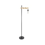 GloboStar® MINDELO 02033 Μοντέρνο Επιδαπέδιο Φωτιστικό Μονόφωτο 1 x E27 IP20 Μαύρο Μέταλλο με Μπεζ Ξύλο - Μ35 x Π24 x Υ150cm