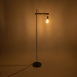 GloboStar® MINDELO 02033 Μοντέρνο Επιδαπέδιο Φωτιστικό Μονόφωτο 1 x E27 IP20 Μαύρο Μέταλλο με Μπεζ Ξύλο - Μ35 x Π24 x Υ150cm