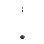 GloboStar® MINDELO 02033 Μοντέρνο Επιδαπέδιο Φωτιστικό Μονόφωτο 1 x E27 IP20 Μαύρο Μέταλλο με Μπεζ Ξύλο - Μ35 x Π24 x Υ150cm