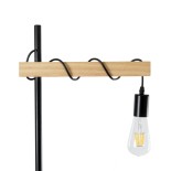 GloboStar® MINDELO 02033 Μοντέρνο Επιδαπέδιο Φωτιστικό Μονόφωτο 1 x E27 IP20 Μαύρο Μέταλλο με Μπεζ Ξύλο - Μ35 x Π24 x Υ150cm