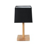 GloboStar® KOLIPE 02039 Μοντέρνο Επιτραπέζιο Φωτιστικό Πορτατίφ Μονόφωτο 1 x E27 IP20 Μπεζ Ξύλο με Μαύρο Ύφασμα - Μ20 x Π20 x Υ38cm