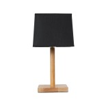GloboStar® KOLIPE 02039 Μοντέρνο Επιτραπέζιο Φωτιστικό Πορτατίφ Μονόφωτο 1 x E27 IP20 Μπεζ Ξύλο με Μαύρο Ύφασμα - Μ20 x Π20 x Υ38cm
