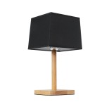 GloboStar® KOLIPE 02039 Μοντέρνο Επιτραπέζιο Φωτιστικό Πορτατίφ Μονόφωτο 1 x E27 IP20 Μπεζ Ξύλο με Μαύρο Ύφασμα - Μ20 x Π20 x Υ38cm