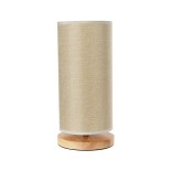 GloboStar® VALVERDE 02040 Boho Επιτραπέζιο Φωτιστικό Πορτατίφ Μονόφωτο 1 x E27 IP20 Μπεζ Ξύλο με Μπεζ Ύφασμα - Μ15 x Π15 x Υ30cm