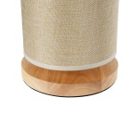 GloboStar® VALVERDE 02040 Boho Επιτραπέζιο Φωτιστικό Πορτατίφ Μονόφωτο 1 x E27 IP20 Μπεζ Ξύλο με Μπεζ Ύφασμα - Μ15 x Π15 x Υ30cm