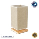 GloboStar® ARUBA 02041 Boho Επιτραπέζιο Φωτιστικό Πορτατίφ Μονόφωτο 1 x E27 IP20 Μπεζ Ξύλο με Μπεζ Ύφασμα - Μ15 x Π15 x Υ30cm