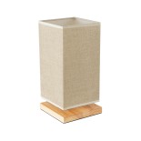 GloboStar® ARUBA 02041 Boho Επιτραπέζιο Φωτιστικό Πορτατίφ Μονόφωτο 1 x E27 IP20 Μπεζ Ξύλο με Μπεζ Ύφασμα - Μ15 x Π15 x Υ30cm